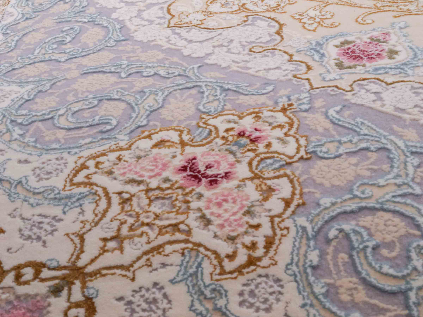 Persischer Maschinenteppich von Khademi aus Acryl, creme, Täbriz-Medaillon-Design, Größe: 300 x 200 cm. Made in Iran. Teppichnummer: KB4-1833. Verkauf durch Jupiter Intl.