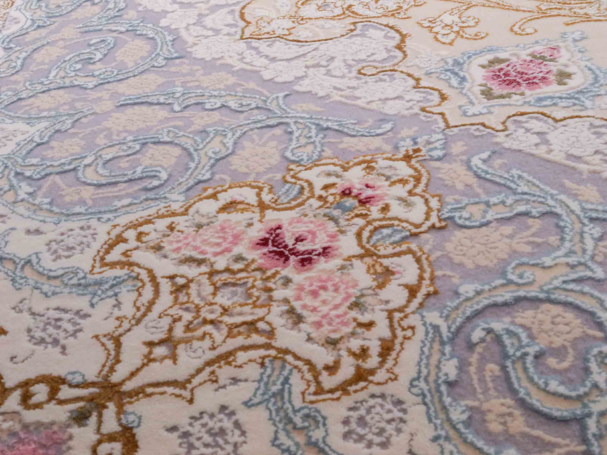 Persischer Maschinenteppich von Khademi aus Acryl, creme, Täbriz-Medaillon-Design, Größe: 300 x 200 cm. Made in Iran. Teppichnummer: KB4-1833. Verkauf durch Jupiter Intl.