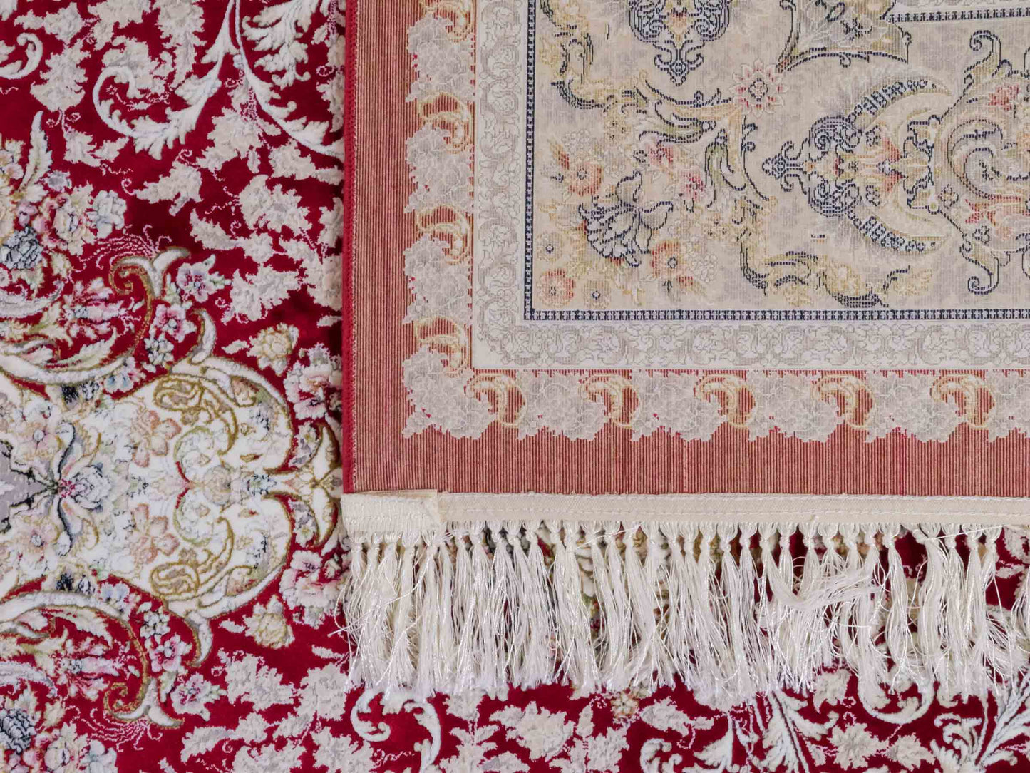 Persischer Maschinenteppich von Khademi aus Acryl, rot, Täbriz-Medaillon-Design, Größe: 300 x 200 cm. Made in Iran. Teppichnummer: KB4-1834. Verkauf durch Jupiter Intl.
