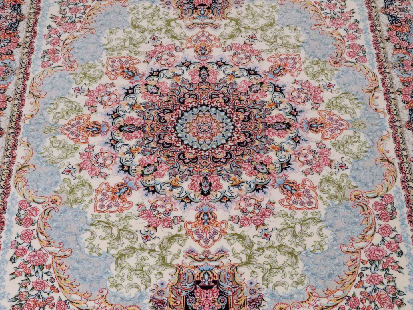 Persischer Läufer-Maschinenteppich von Khademi aus Acryl, creme, Täbriz-Medaillon-Design, Größe: 400 x 100 cm. Made in Iran. Teppichnummer: KB4-1836. Verkauf durch Jupiter Intl.