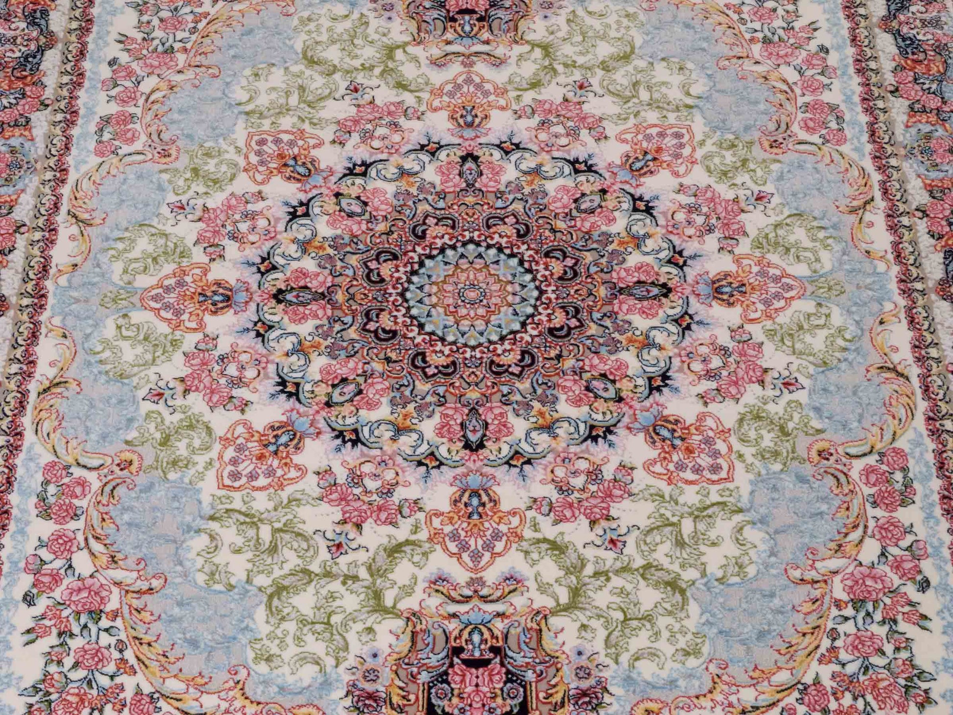 Persischer Läufer-Maschinenteppich von Khademi aus Acryl, creme, Täbriz-Medaillon-Design, Größe: 400 x 100 cm. Made in Iran. Teppichnummer: KB4-1836. Verkauf durch Jupiter Intl.