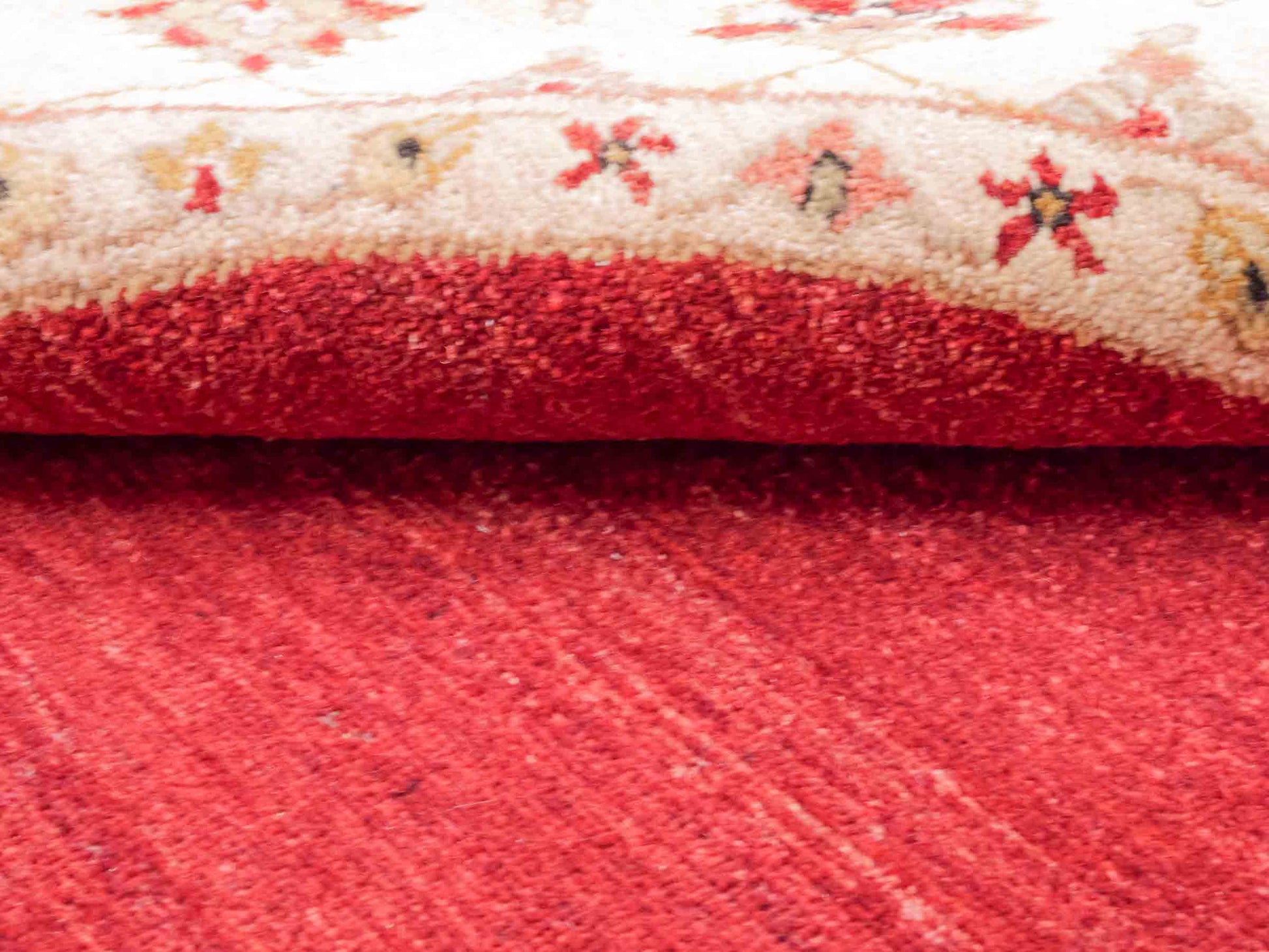 Runder, handgeknüpfter Ziegler Farahan Orientteppich von Khademi aus Wolle, rot, beige. Klassisch-traditionell von Hand geknüpft in Afghanistan. Größe: 150 cm x 150 cm. Teppichnummer: SB3-1135 | Jupiter Intl.