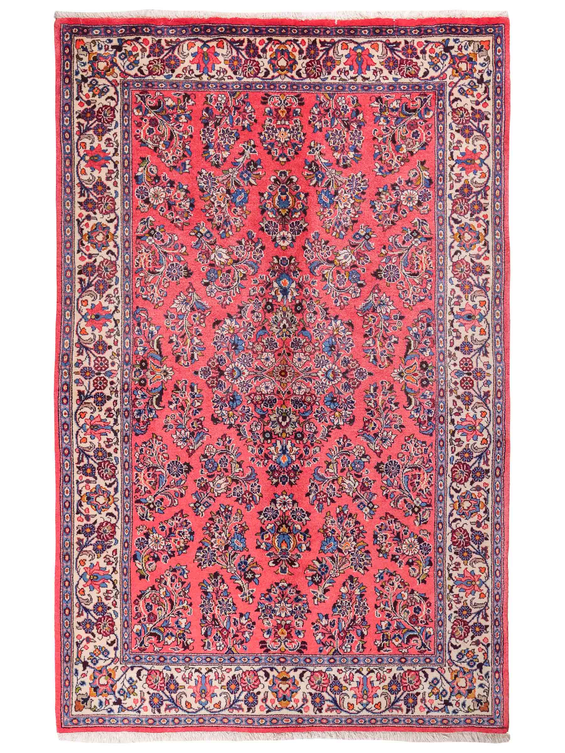 Feiner, handgeknüpfter Sarough Perserteppich von Khademi aus Wolle, rot. Persischer Orientteppich. Von Hand geknüpft in Iran. Größe: 210 cm x 130 cm. Teppichnummer: SB3-1113. Verkauf durch Jupiter Intl.