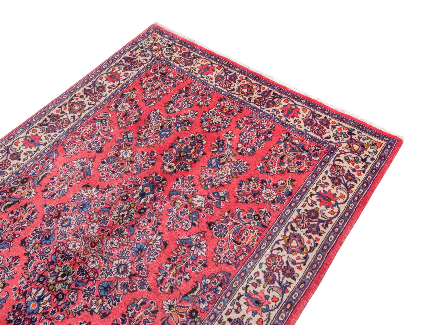 Feiner, handgeknüpfter Sarough Perserteppich von Khademi aus Wolle, rot. Persischer Orientteppich. Von Hand geknüpft in Iran. Größe: 210 cm x 130 cm. Teppichnummer: SB3-1113. Verkauf durch Jupiter Intl.