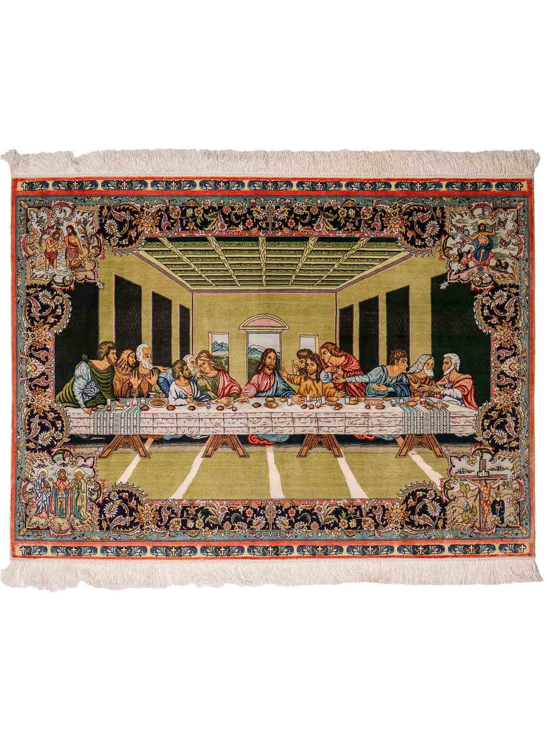 Sehr feiner, handgeknüpfter Khademi Ghom Orientteppich aus Seide, multicolor. 125x90 cm. Vertrieb durch Jupiter Intl.
