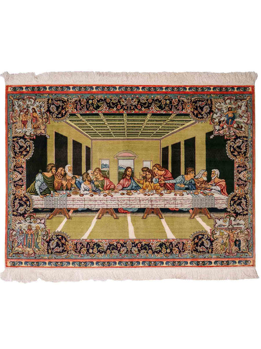 Sehr feiner, handgeknüpfter Khademi Ghom Orientteppich aus Seide, multicolor. 125x90 cm. Vertrieb durch Jupiter Intl.