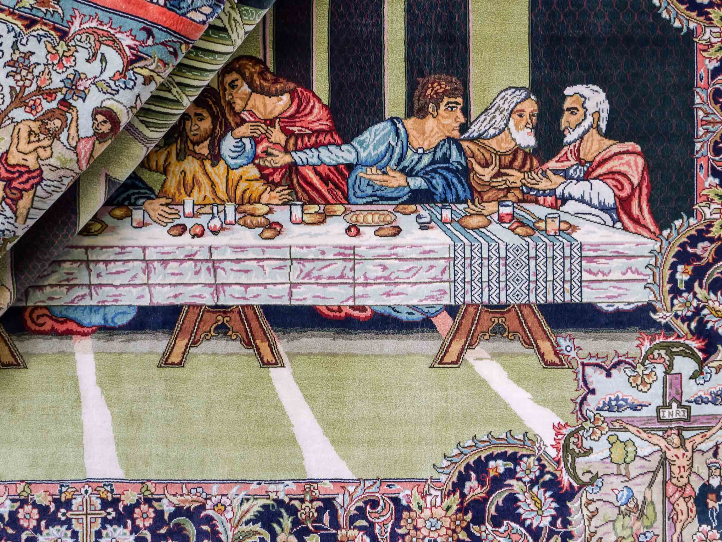Sehr feiner, handgeknüpfter Khademi Ghom Orientteppich aus Seide, multicolor. 125x90 cm. Vertrieb durch Jupiter Intl.