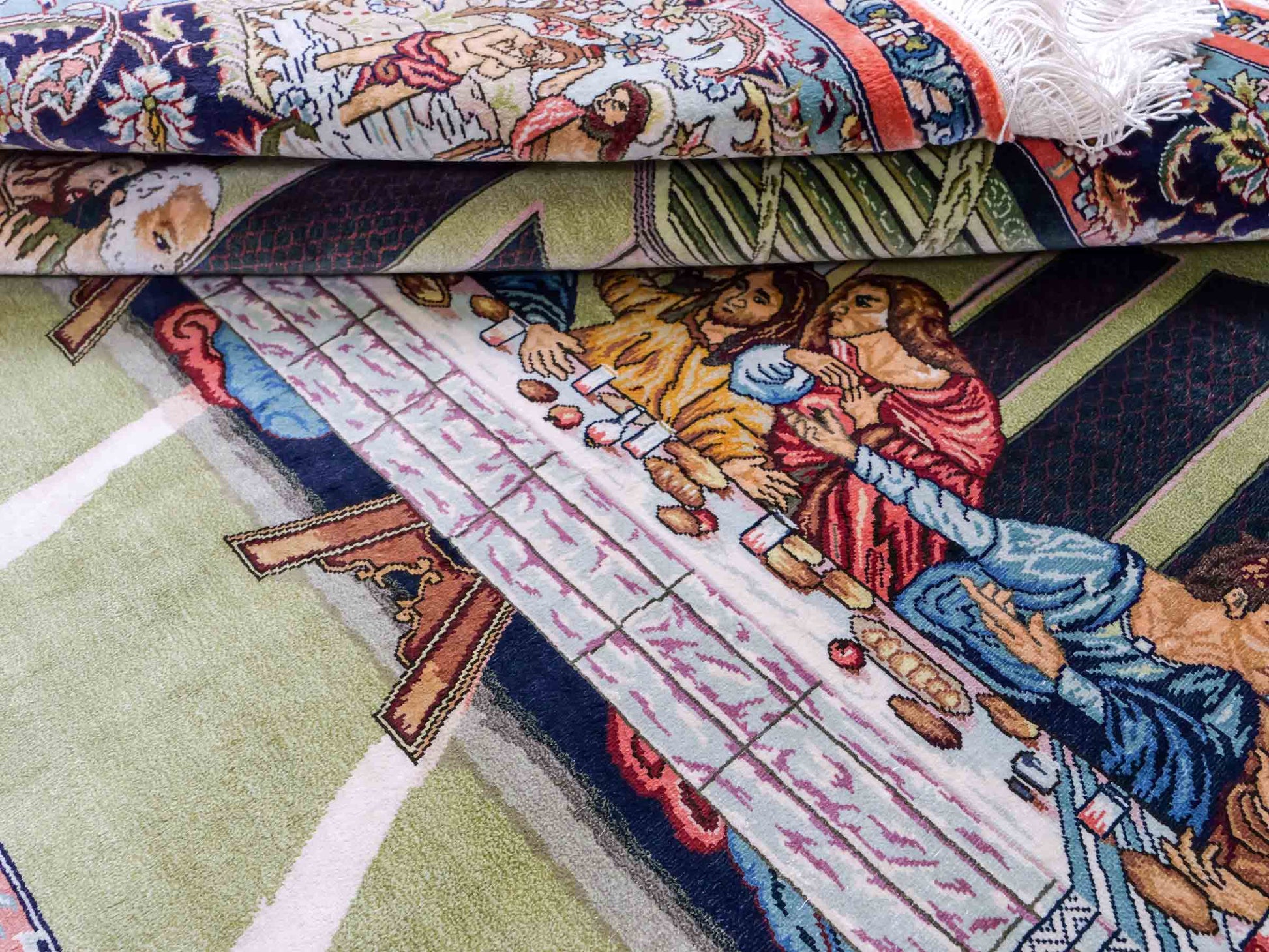 Sehr feiner, handgeknüpfter Khademi Ghom Orientteppich aus Seide, multicolor. 125x90 cm. Vertrieb durch Jupiter Intl.