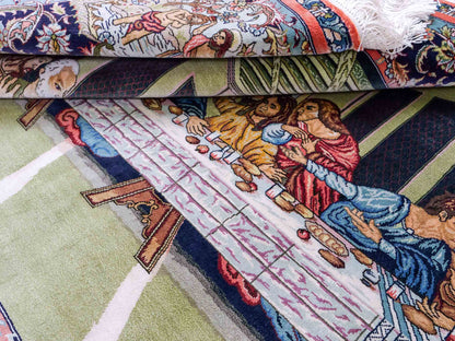 Sehr feiner, handgeknüpfter Khademi Ghom Orientteppich aus Seide, multicolor. 125x90 cm. Vertrieb durch Jupiter Intl.