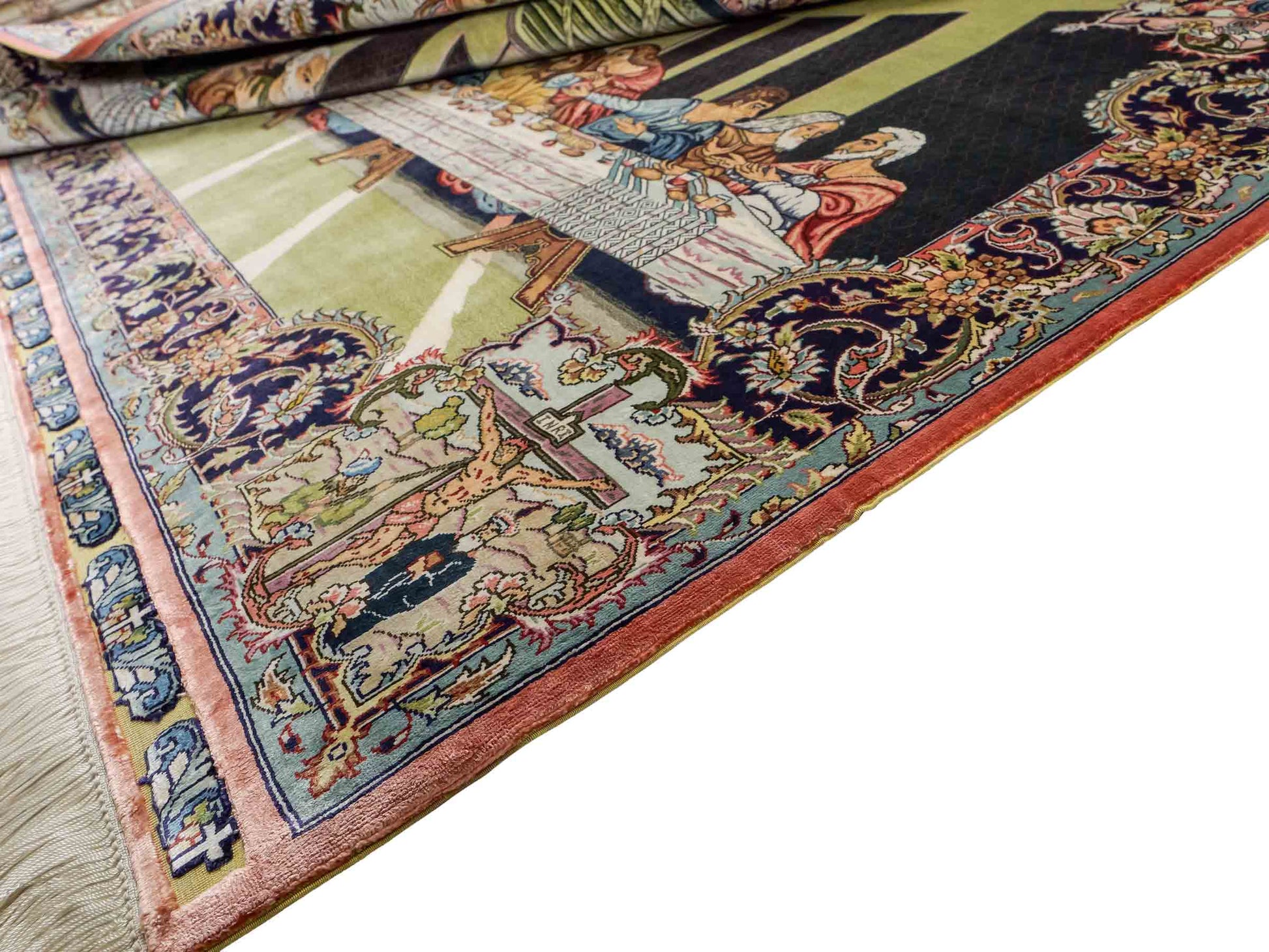 Sehr feiner, handgeknüpfter Khademi Ghom Orientteppich aus Seide, multicolor. 125x90 cm. Vertrieb durch Jupiter Intl.