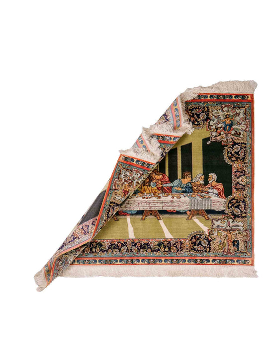 Sehr feiner, handgeknüpfter Khademi Ghom Orientteppich aus Seide, multicolor. 125x90 cm. Vertrieb durch Jupiter Intl.