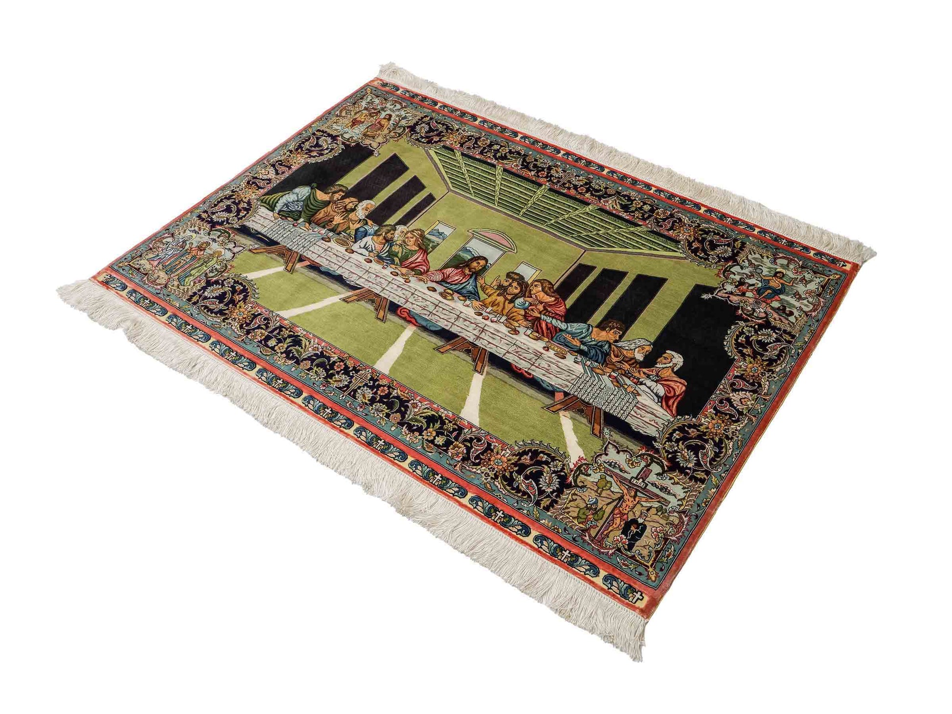 Sehr feiner, handgeknüpfter Khademi Ghom Orientteppich aus Seide, multicolor. 125x90 cm. Vertrieb durch Jupiter Intl.
