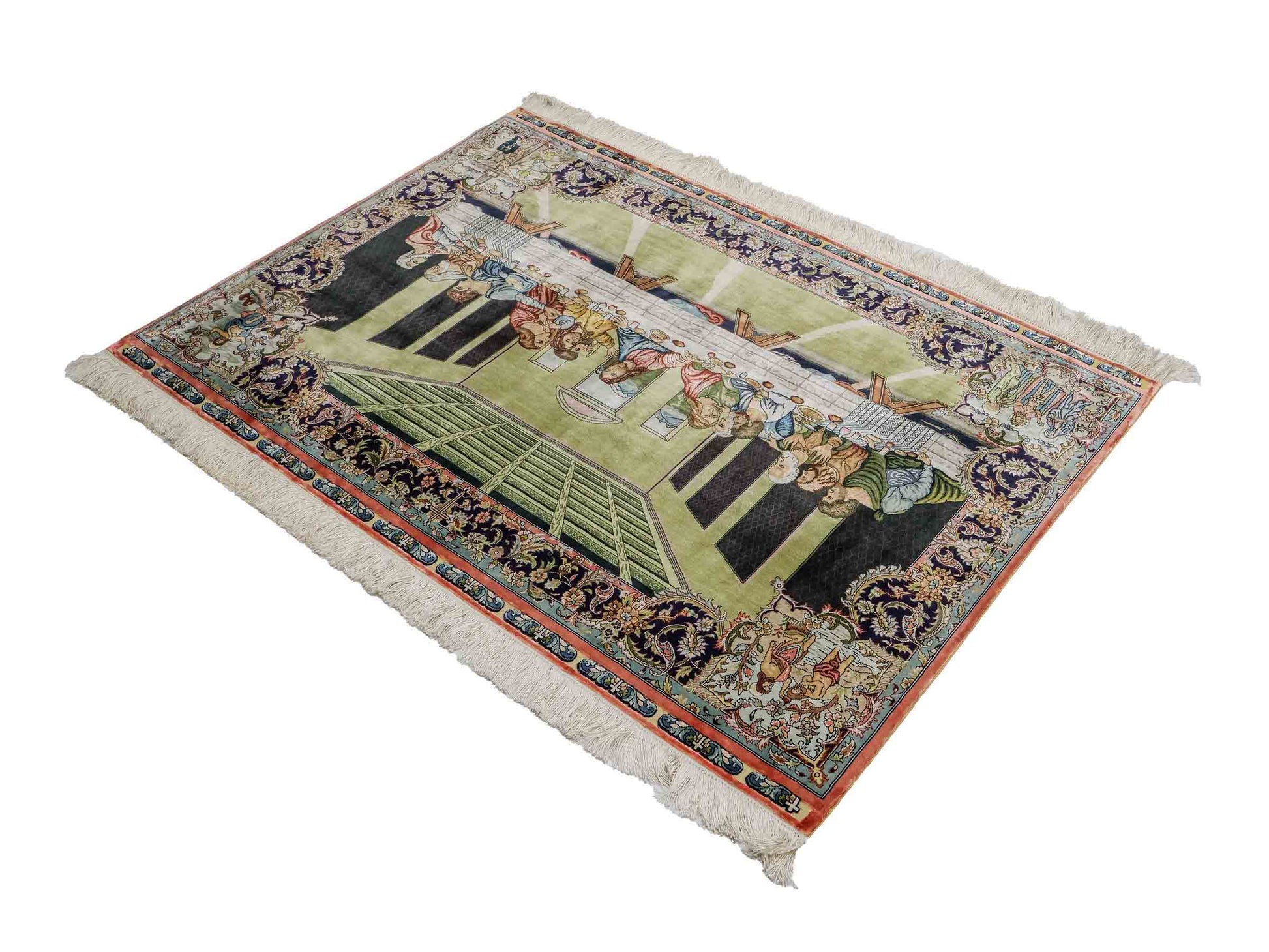 Sehr feiner, handgeknüpfter Khademi Ghom Orientteppich aus Seide, multicolor. 125x90 cm. Vertrieb durch Jupiter Intl.