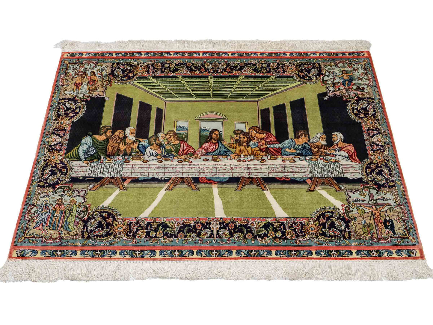 Sehr feiner, handgeknüpfter Khademi Ghom Orientteppich aus Seide, multicolor. 125x90 cm. Vertrieb durch Jupiter Intl.