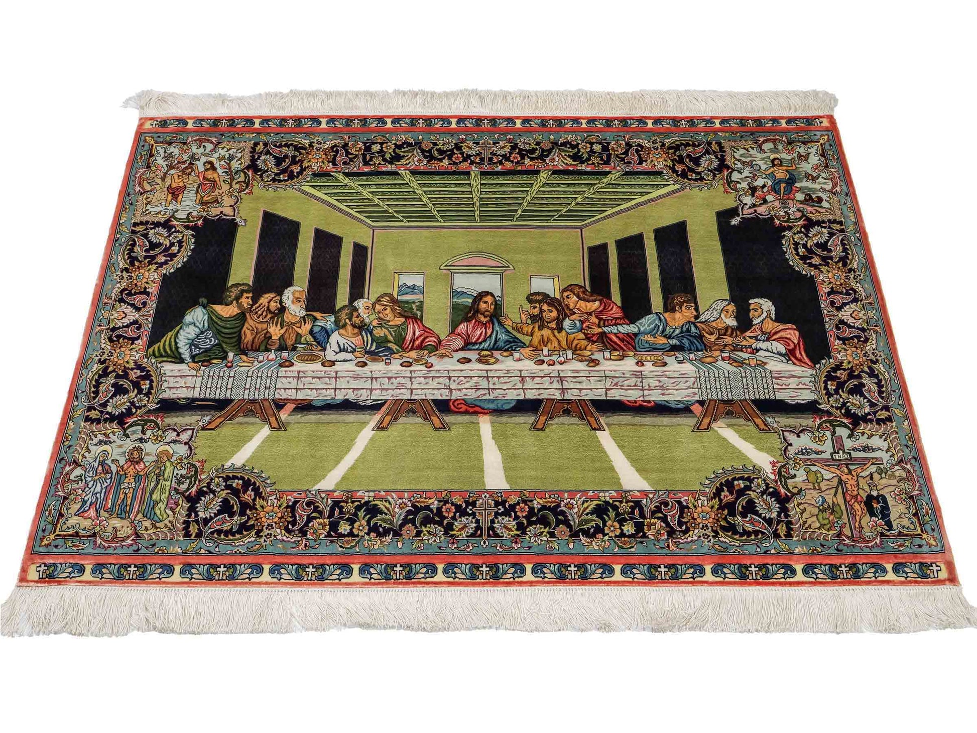 Sehr feiner, handgeknüpfter Khademi Ghom Orientteppich aus Seide, multicolor. 125x90 cm. Vertrieb durch Jupiter Intl.
