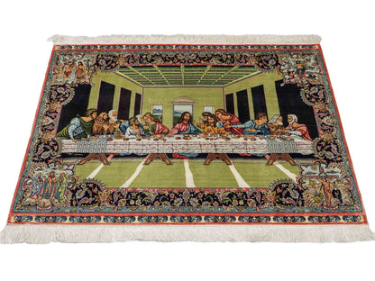 Sehr feiner, handgeknüpfter Khademi Ghom Orientteppich aus Seide, multicolor. 125x90 cm. Vertrieb durch Jupiter Intl.