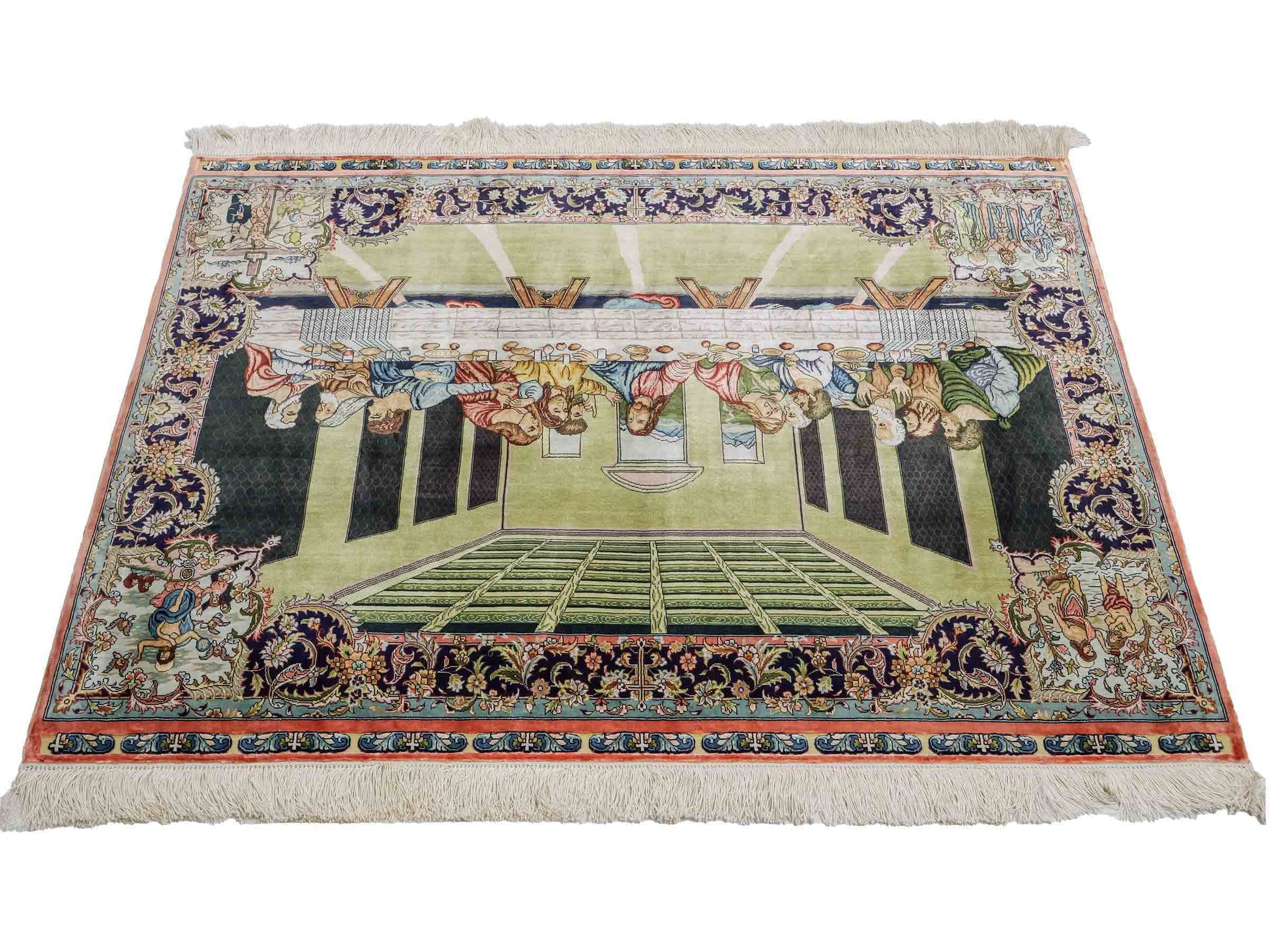 Sehr feiner, handgeknüpfter Khademi Ghom Orientteppich aus Seide, multicolor. 125x90 cm. Vertrieb durch Jupiter Intl.
