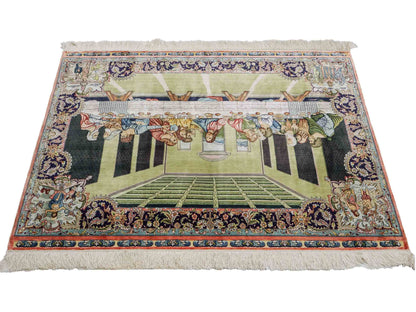 Sehr feiner, handgeknüpfter Khademi Ghom Orientteppich aus Seide, multicolor. 125x90 cm. Vertrieb durch Jupiter Intl.