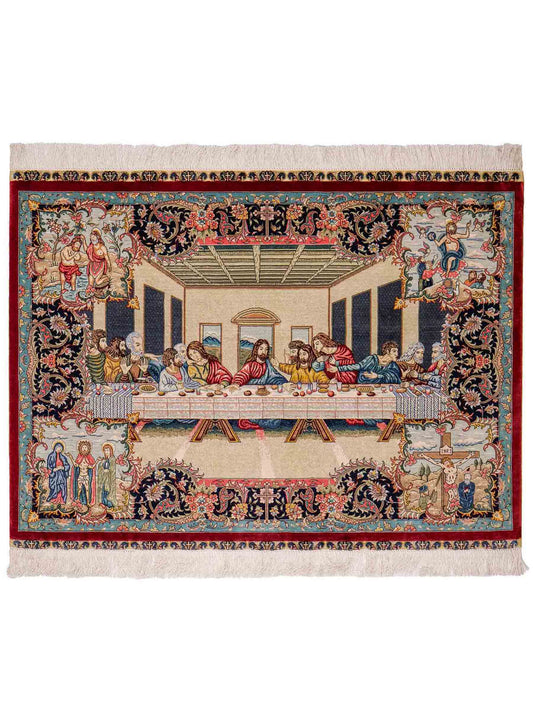 Sehr feiner, handgeknüpfter Khademi Ghom Orientteppich aus Seide, multicolor. 125x94 cm. Vertrieb durch Jupiter Intl.