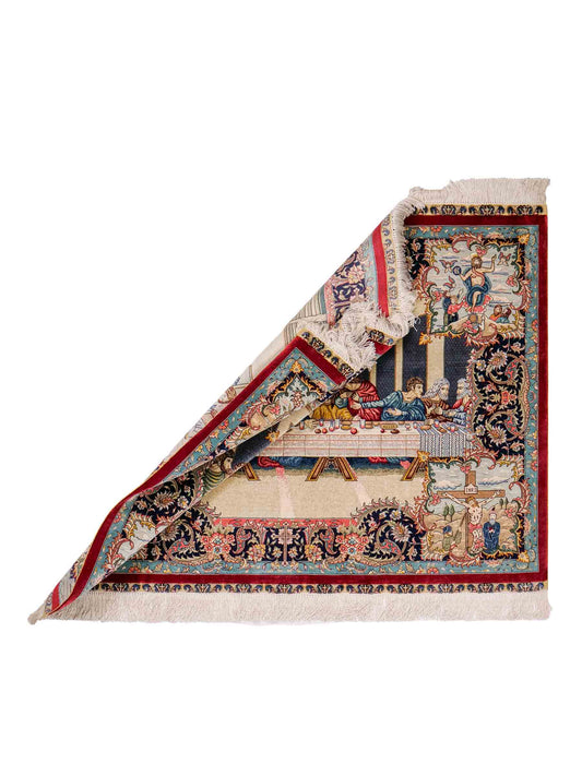 Sehr feiner, handgeknüpfter Khademi Ghom Orientteppich aus Seide, multicolor. 125x94 cm. Vertrieb durch Jupiter Intl.