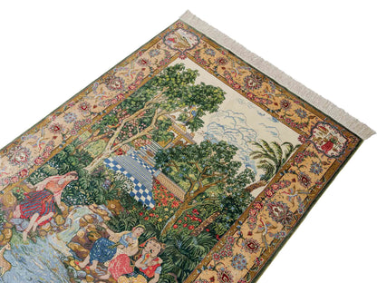 Sehr feiner, handgeknüpfter Khademi Ghom Orientteppich aus Seide, grün. 139x95 cm. Vertrieb durch Jupiter Intl.