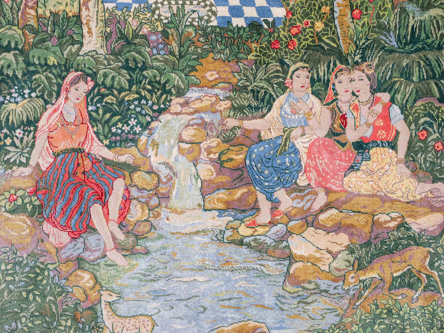 Sehr feiner, handgeknüpfter Khademi Ghom Orientteppich aus Seide, grün. 140x95 cm. Vertrieb durch Jupiter Intl.