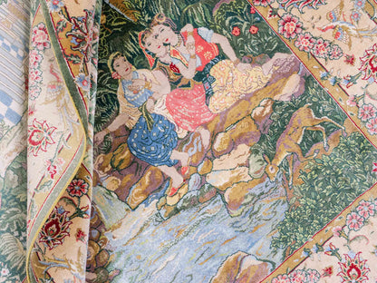 Sehr feiner, handgeknüpfter Khademi Ghom Orientteppich aus Seide, grün. 140x95 cm. Vertrieb durch Jupiter Intl.