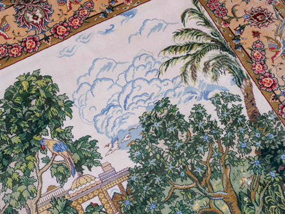 Sehr feiner, handgeknüpfter Khademi Orientteppich mit Ghom Design aus reiner Seide, grün, multicolor. 141x94 cm. Vertrieb durch Jupiter Intl.