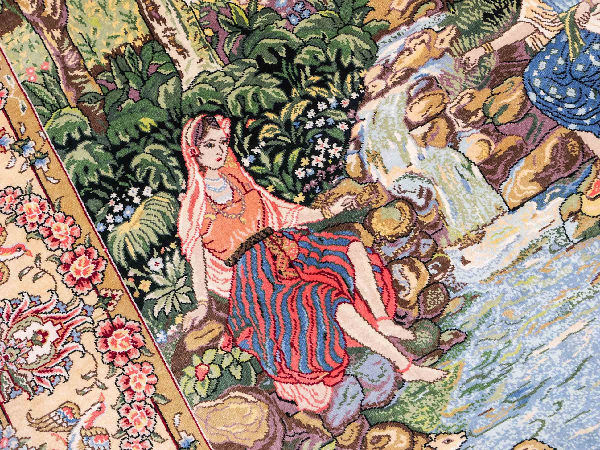 Sehr feiner, handgeknüpfter Khademi Ghom Orientteppich aus Seide, grün. 143x94 cm. Vertrieb durch Jupiter Intl.