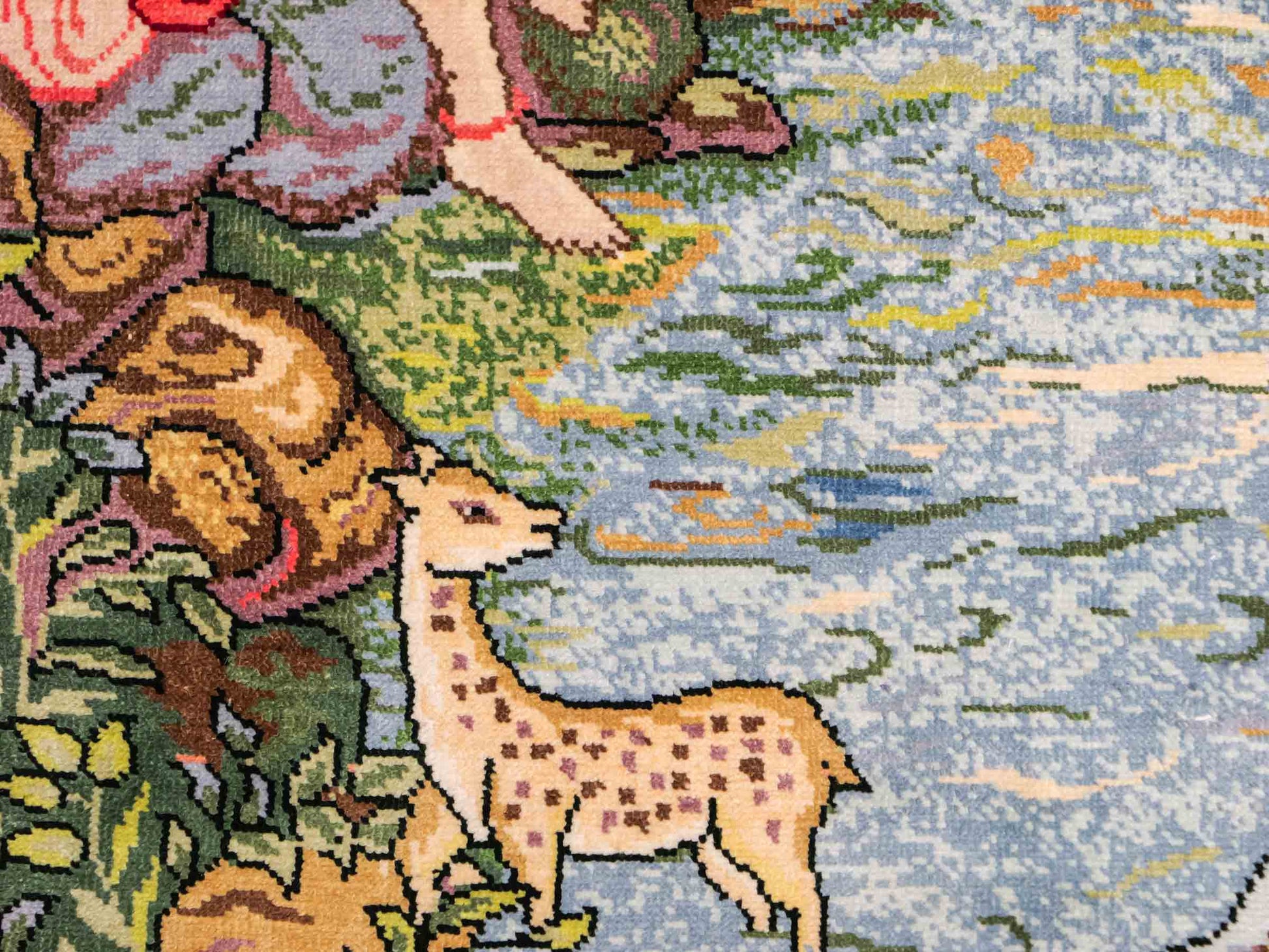 Sehr feiner, handgeknüpfter Khademi Ghom Orientteppich aus Seide, grün. 143x94 cm. Vertrieb durch Jupiter Intl.