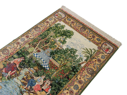 Sehr feiner, handgeknüpfter Khademi Ghom Orientteppich aus Seide, grün. 143x94 cm. Vertrieb durch Jupiter Intl.