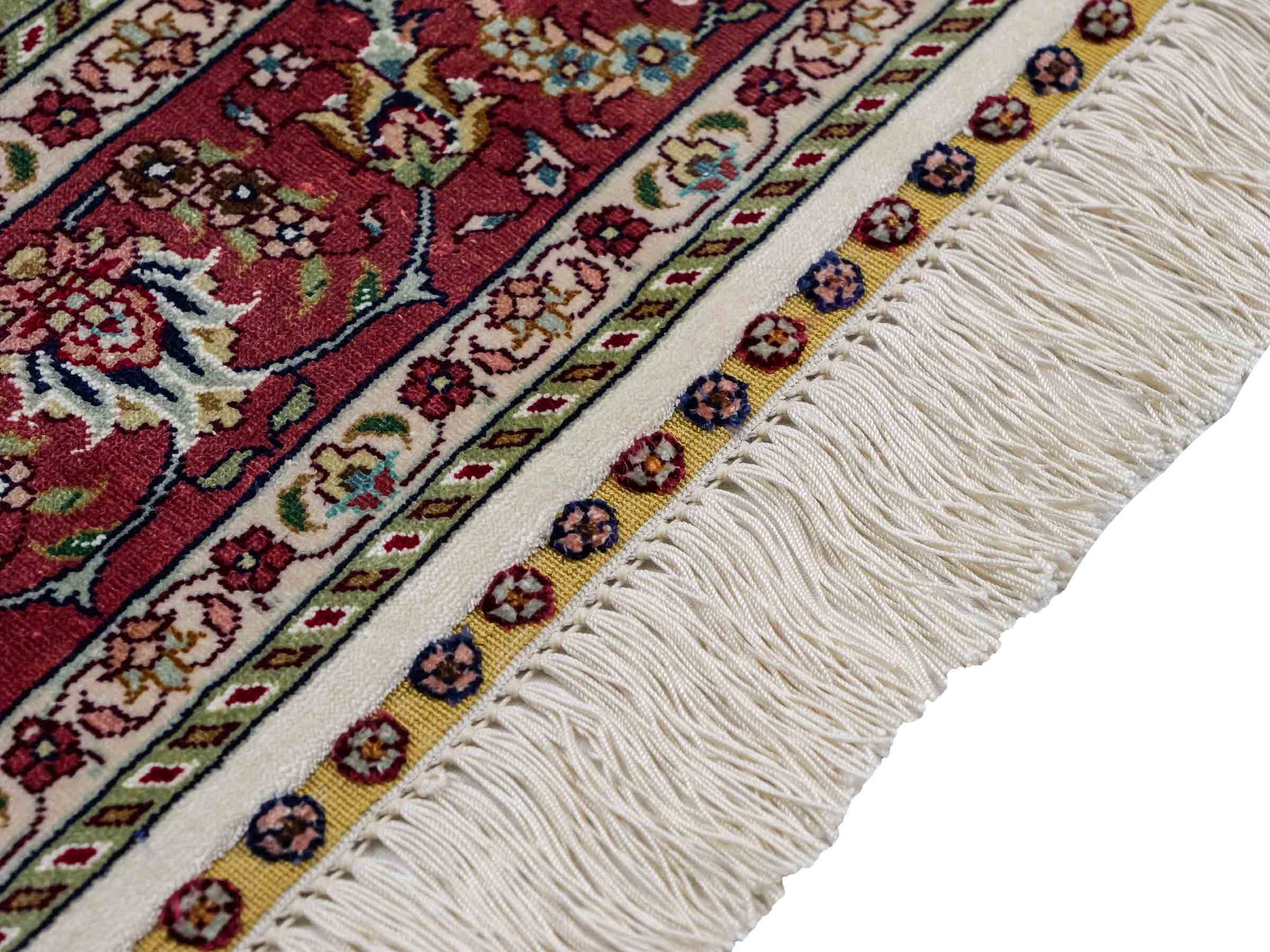 Sehr feiner, handgeknüpfter Khademi Orientteppich mit Ghom Design aus Seide, creme, rosa. 156x94 cm. Vertrieb durch Jupiter Intl.