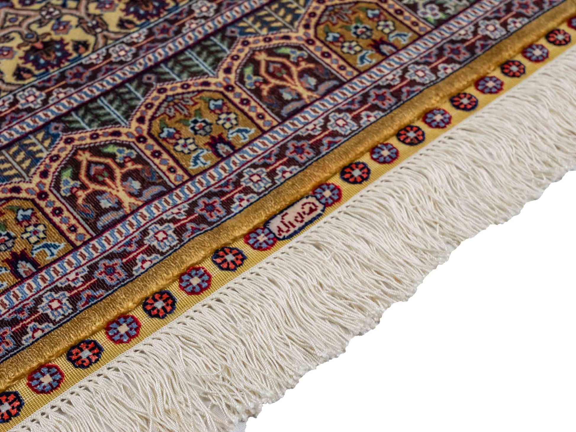 Sehr feiner, handgeknüpfter Khademi Ghom Orientteppich aus Seide, braun, oliv. 161x94 cm. Vertrieb durch Jupiter Intl.