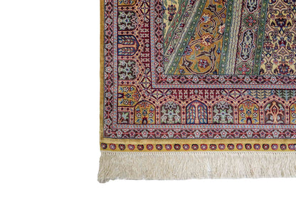 Sehr feiner, handgeknüpfter Khademi Ghom Orientteppich aus Seide, braun, oliv. 161x94 cm. Vertrieb durch Jupiter Intl.