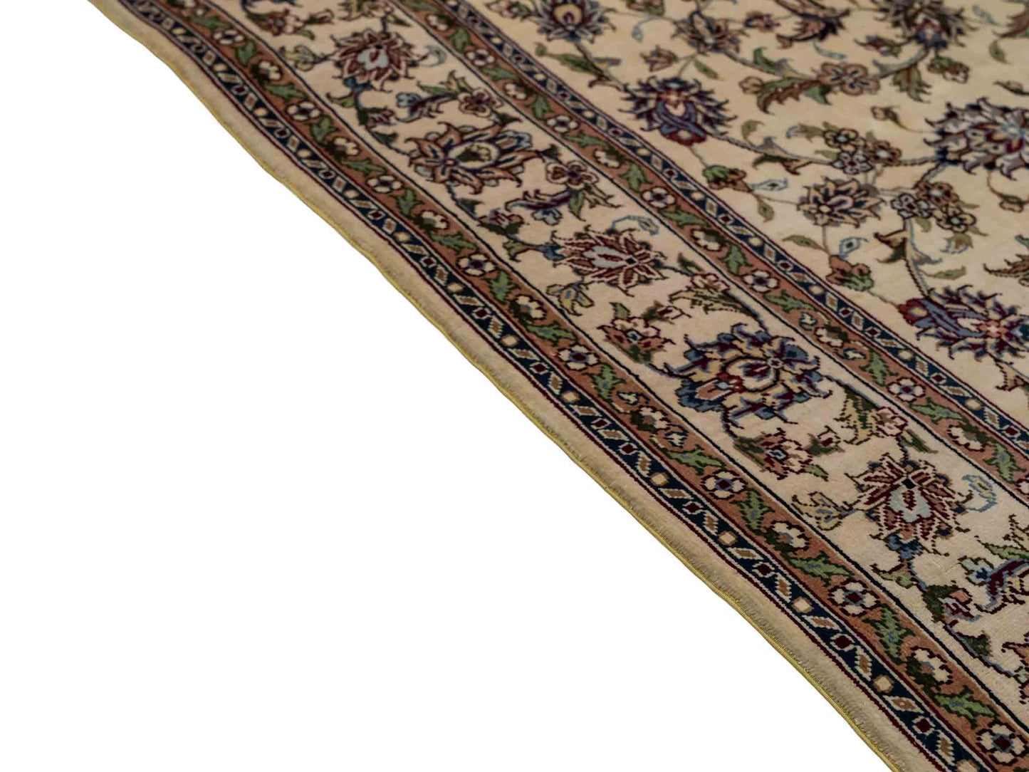 Sehr feiner, handgeknüpfter Khademi Orientteppich mit Ghom Design aus purer Seide, weiß, creme. 183x78 cm. Vertrieb durch Jupiter Intl.