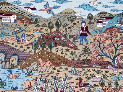 Sehr feiner, handgeknüpfter Khademi Orientteppich mit Ghom Design aus reiner Seide, rot, multicolor. 190x124 cm. Vertrieb durch Jupiter Intl.
