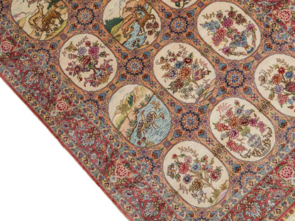 Sehr feiner, handgeknüpfter Khademi Läufer Orientteppich mit Ghom Design aus reiner Seide, multicolor. 363x78 cm. Vertrieb durch Jupiter Intl.