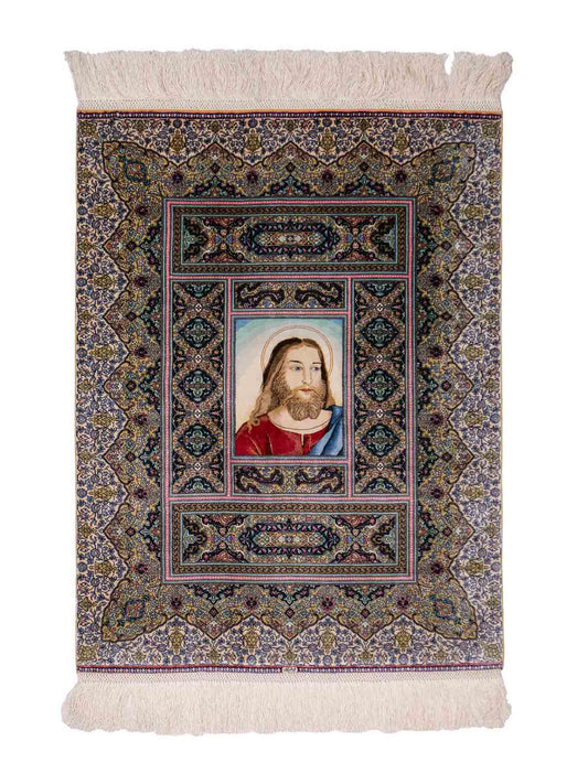 Extrem feiner, handgeknüpfter Khademi Ghom Orientteppich aus purer Seide, multicolor. 63x48 cm. Vertrieb durch Jupiter Intl.