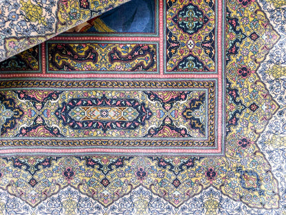 Extrem feiner, handgeknüpfter Khademi Ghom Orientteppich aus purer Seide, multiocolor. 64x48 cm. Vertrieb durch Jupiter Intl.