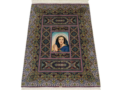 Extrem feiner, handgeknüpfter Khademi Ghom Orientteppich aus purer Seide, multiocolor. 64x48 cm. Vertrieb durch Jupiter Intl.