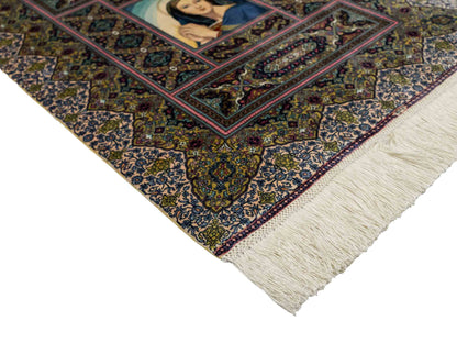 Extrem feiner, handgeknüpfter Khademi Ghom Orientteppich aus purer Seide, multiocolor. 64x48 cm. Vertrieb durch Jupiter Intl.