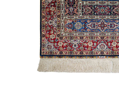 Sehr feiner, handgeknüpfter Khademi Orientteppich mit Ghom Design aus reiner Seide, blau, multicolor. 95x62 cm. Vertrieb durch Jupiter Intl.