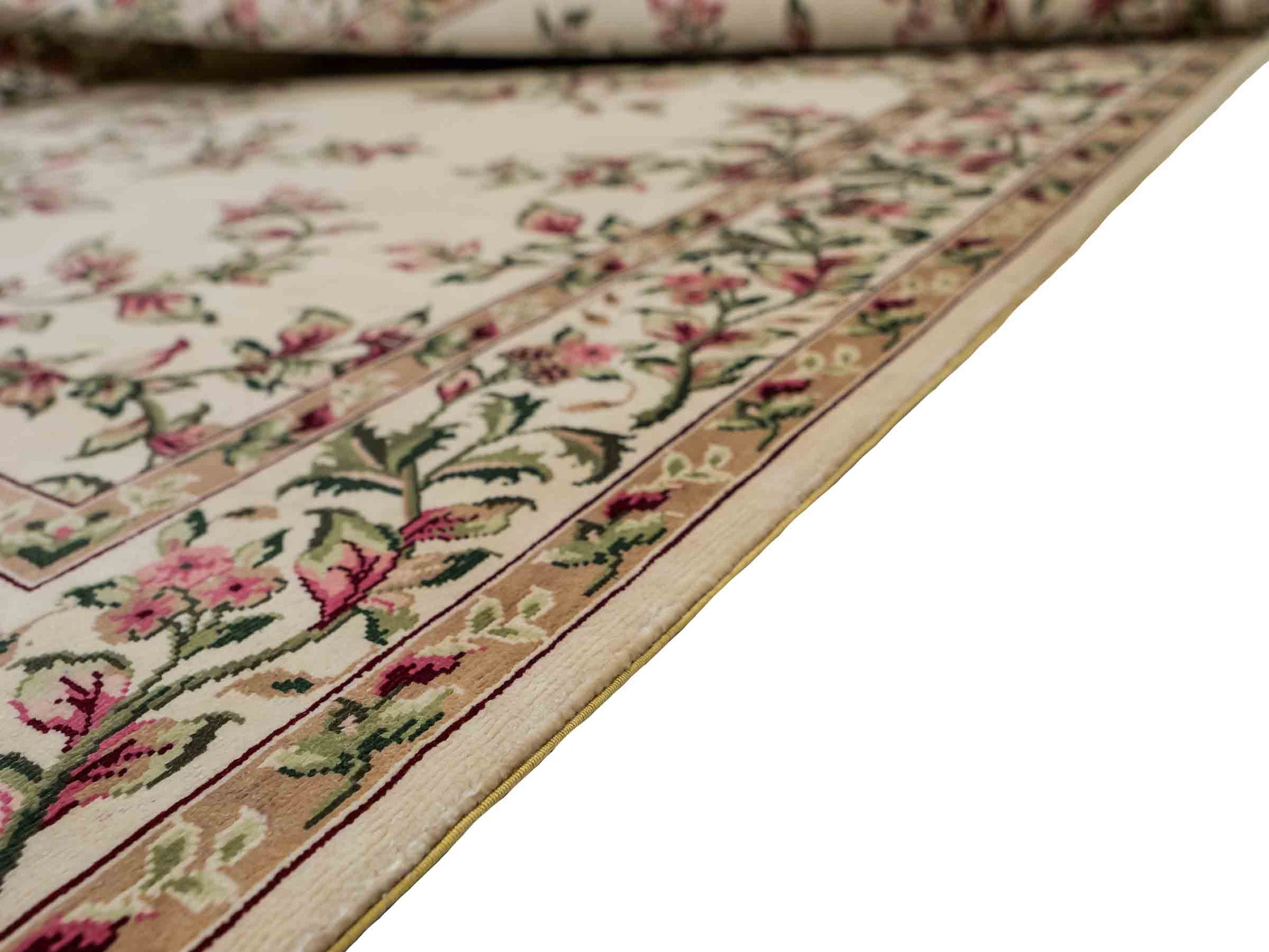 Sehr feiner, handgeknüpfter Khademi Orientteppich mit Hereke Design aus reiner Seide, weiß, creme. 122x78 cm. Vertrieb durch Jupiter Intl.