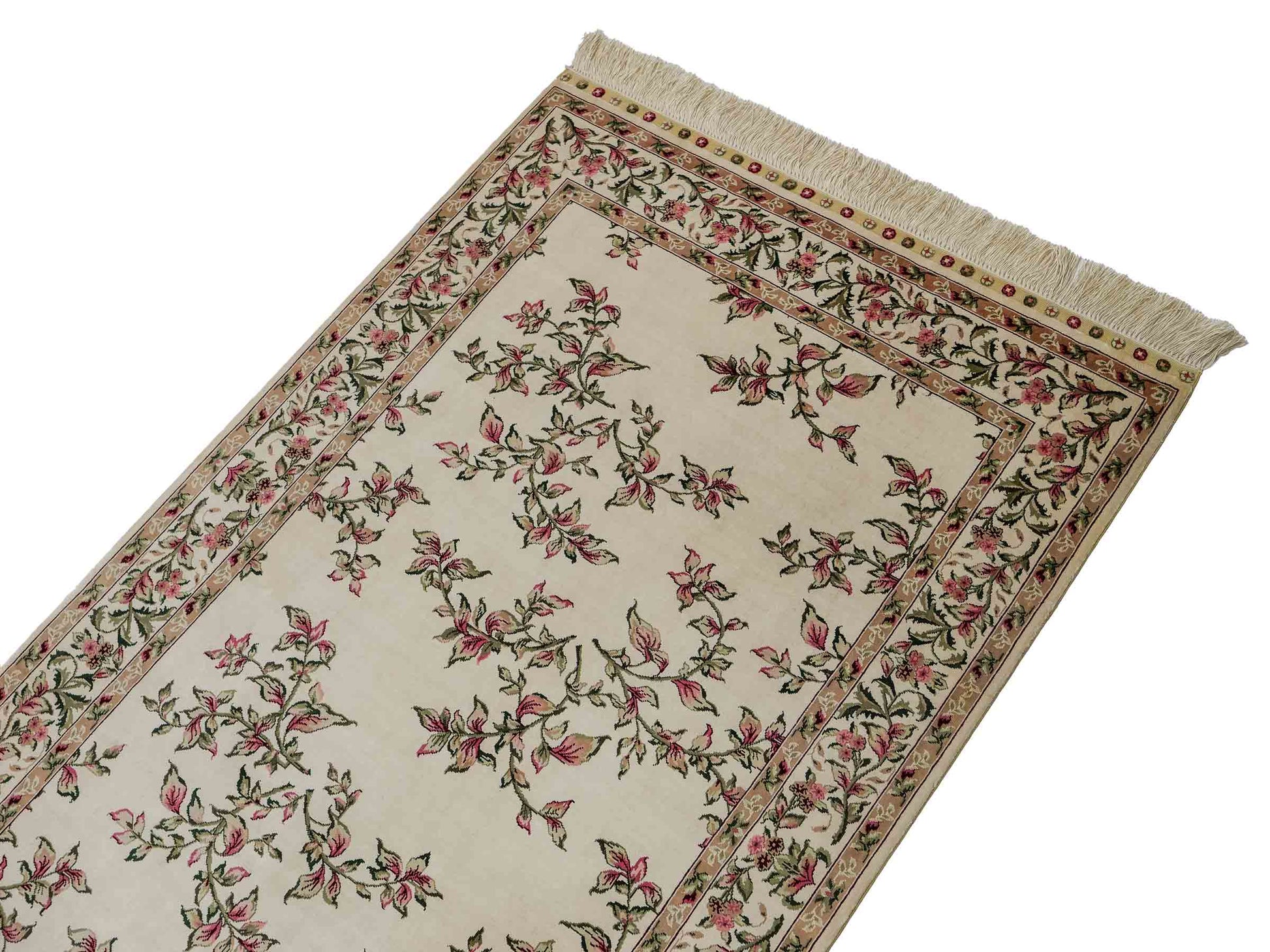 Sehr feiner, handgeknüpfter Khademi Orientteppich mit Hereke Design aus reiner Seide, weiß, creme. 122x78 cm. Vertrieb durch Jupiter Intl.