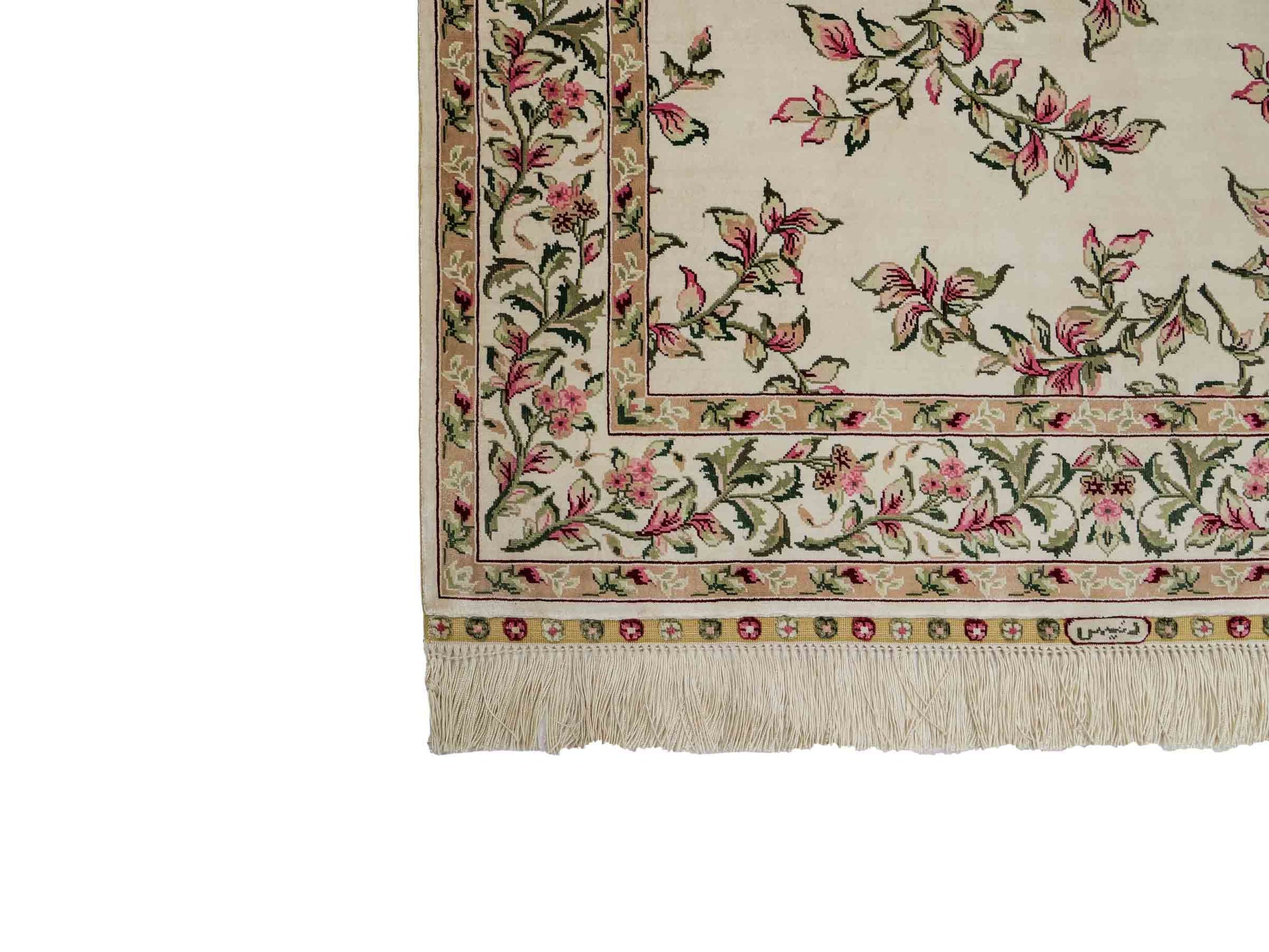 Sehr feiner, handgeknüpfter Khademi Orientteppich mit Hereke Design aus reiner Seide, weiß, creme. 122x78 cm. Vertrieb durch Jupiter Intl.
