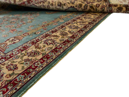 Sehr feiner, handgeknüpfter Khademi Orientteppich mit Hereke Design aus reiner Seide, blau, creme. 124x78 cm. Vertrieb durch Jupiter Intl.