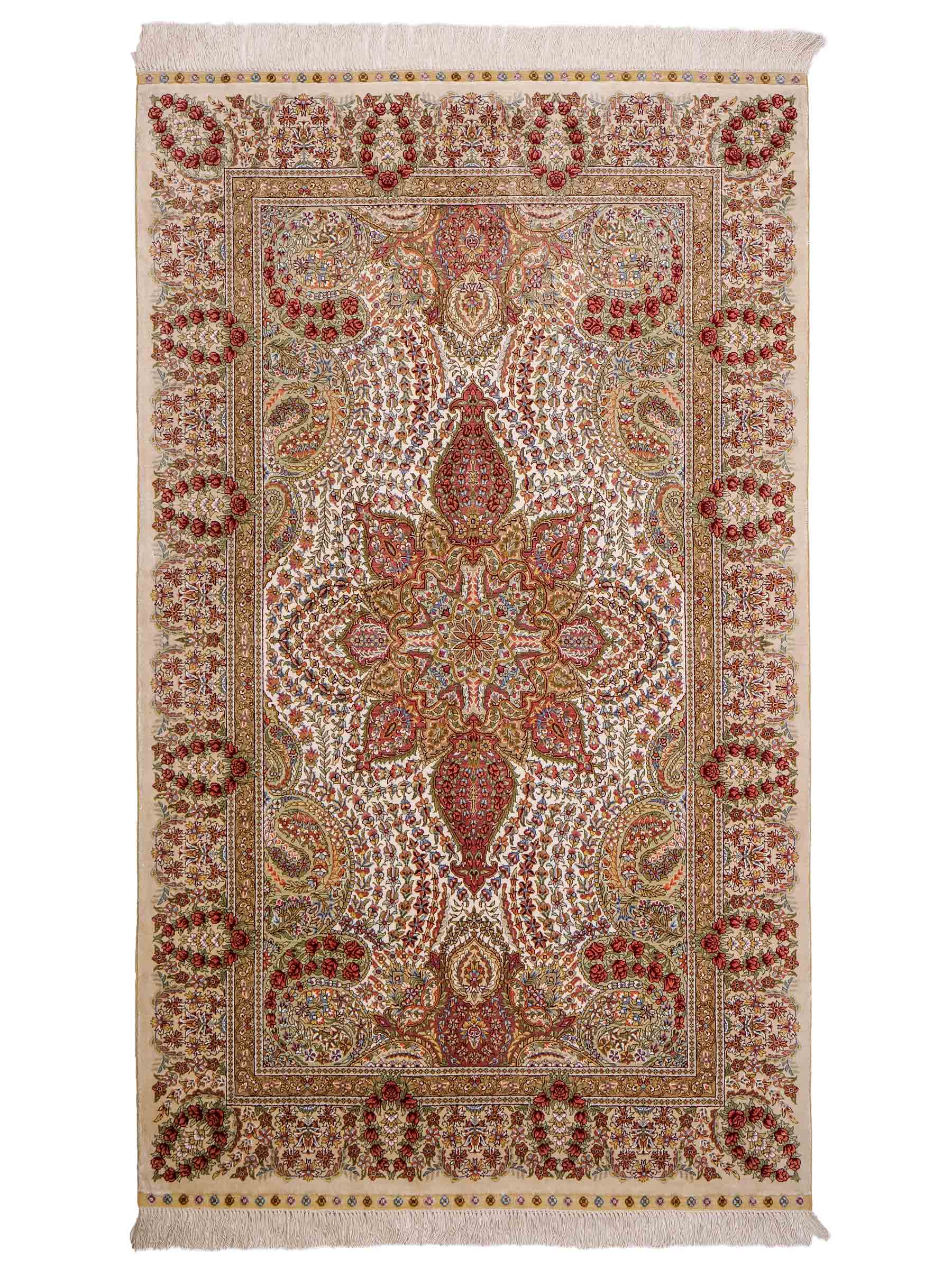 Sehr feiner, handgeknüpfter, chinesischer Khademi Hereke aus Seide, creme. 154x79 cm. Vertrieb durch Jupiter Intl.