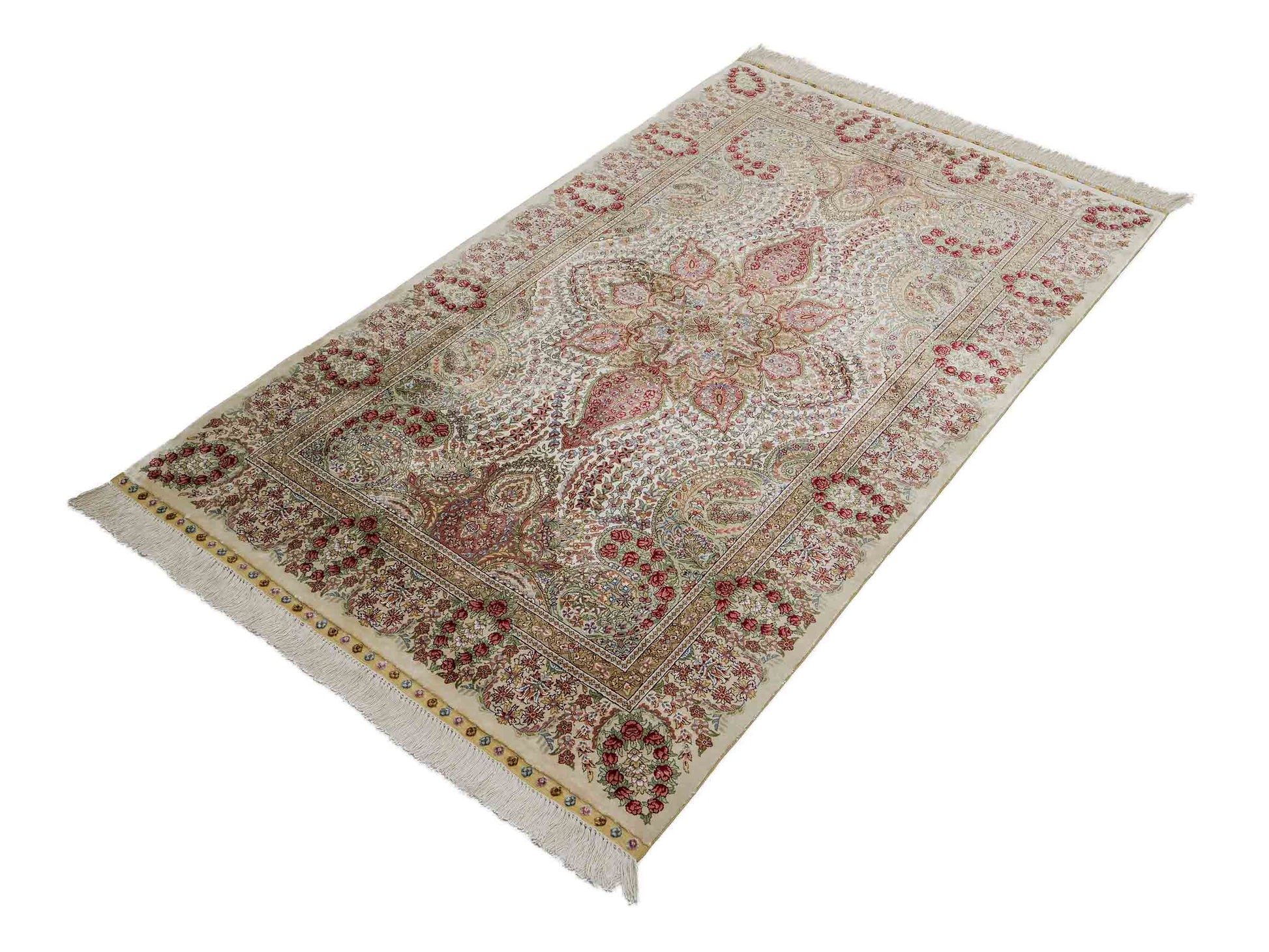 Sehr feiner, handgeknüpfter, chinesischer Khademi Hereke aus Seide, creme. 154x79 cm. Vertrieb durch Jupiter Intl.