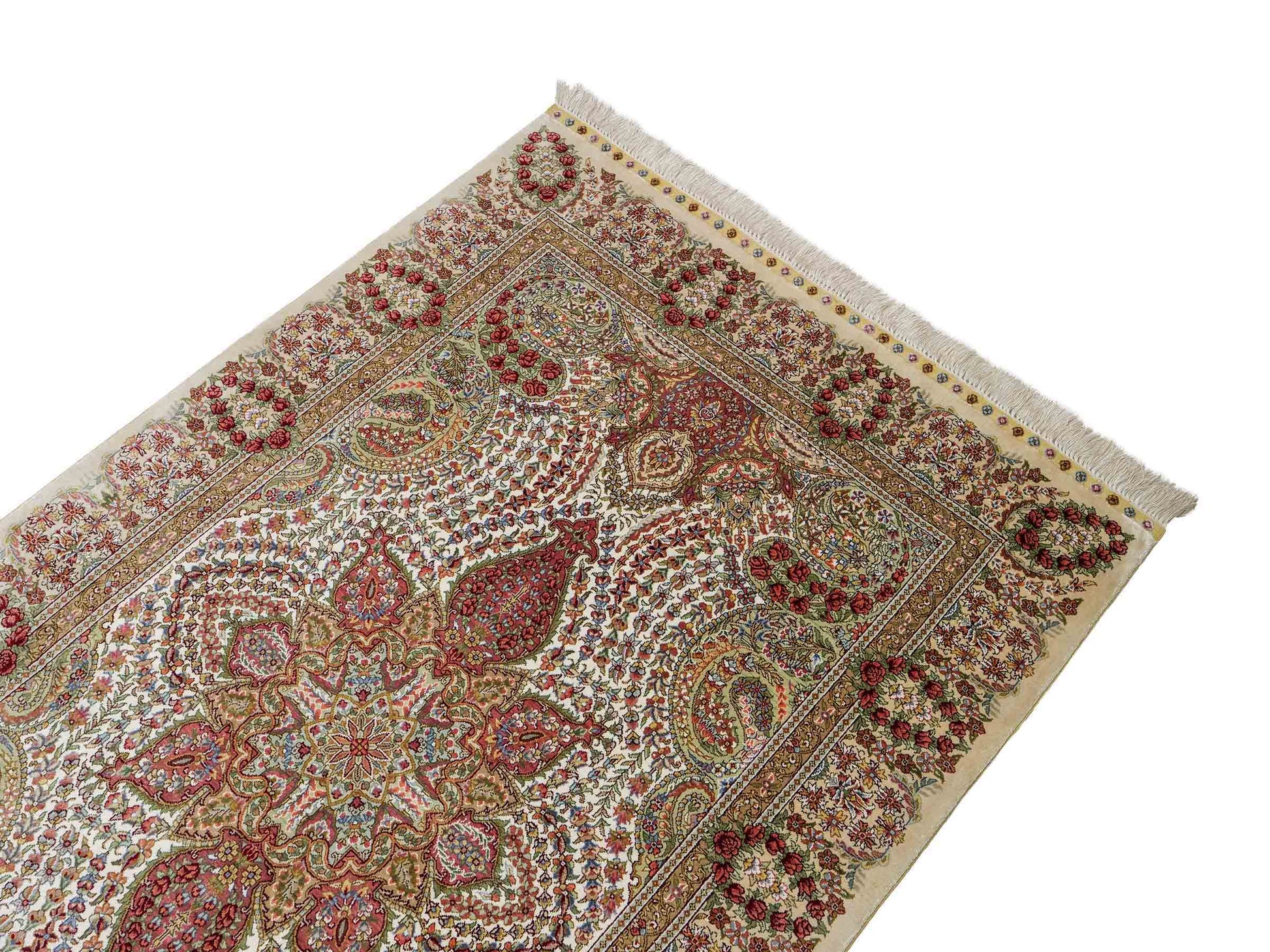 Sehr feiner, handgeknüpfter, chinesischer Khademi Hereke aus Seide, creme. 154x79 cm. Vertrieb durch Jupiter Intl.