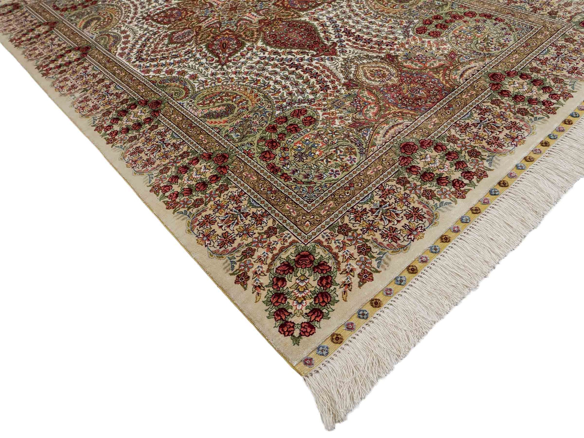 Sehr feiner, handgeknüpfter, chinesischer Khademi Hereke aus Seide, creme. 154x79 cm. Vertrieb durch Jupiter Intl.